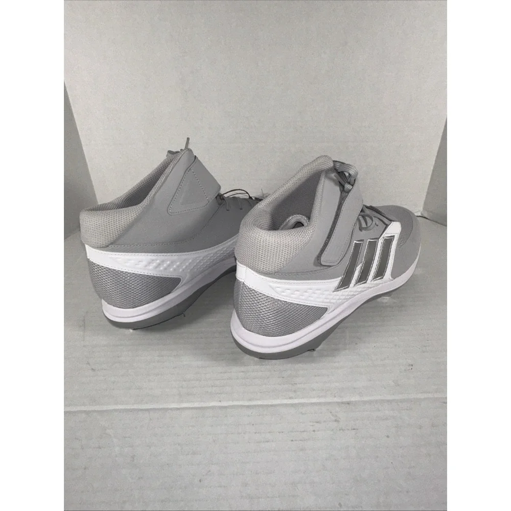 Adidas ICON 8 Mid Baseball Metal Cleats‎ Men's 14 Gray White Silver IG7114 NWT